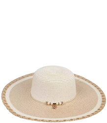 Large straw hat with a wide brim, two-colored