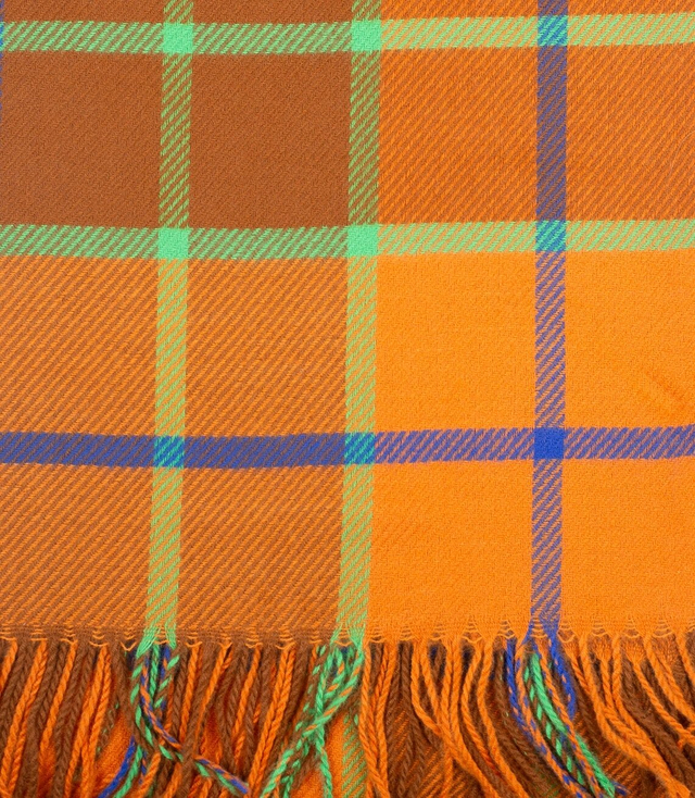 Warm scarf shawl with colorful checkered pattern 