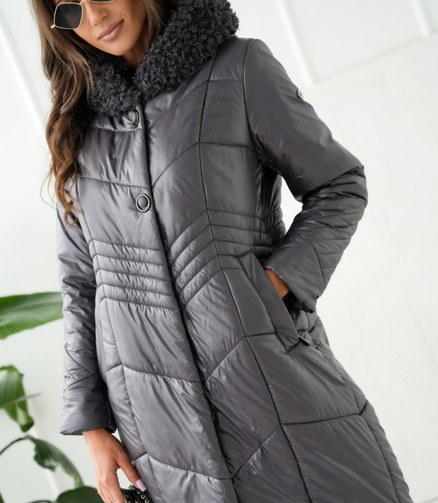 Long elegant quilted insulated women's winter coat MARIA