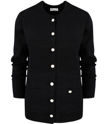 Classic warm thick short cardigan sweater EMILIA decorative buttons