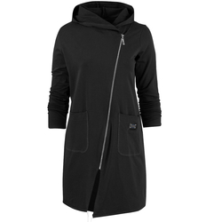 Thin long sweatshirt with diagonal zipper and hood LILIANA
