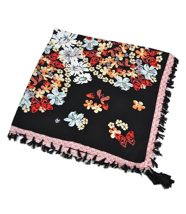 Beautiful colorful scarf with flowers FOLK style