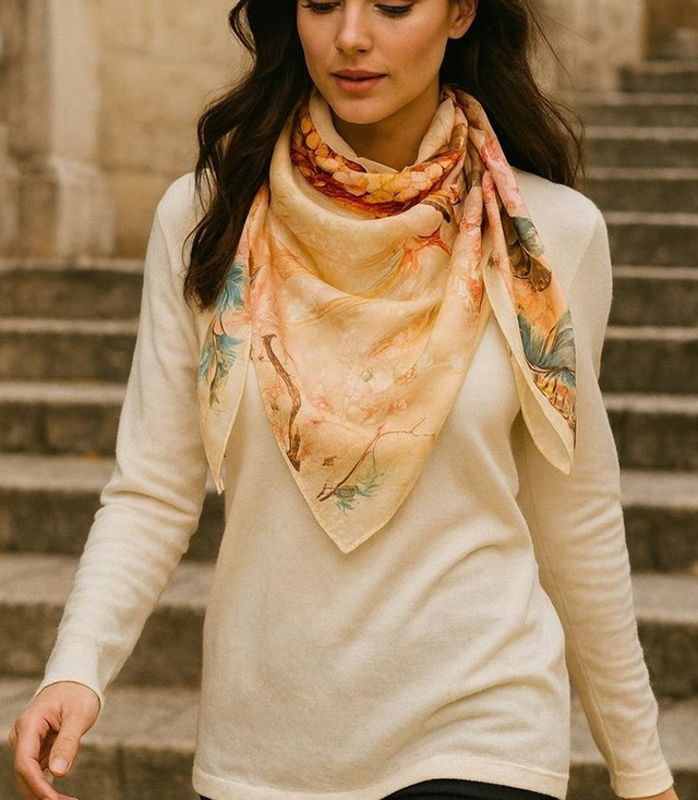 Elegancka kobieca chusta z obłędnym wzorem 70x70