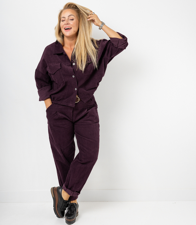 Corduroy set pants with belt and jacket shirt CHICA