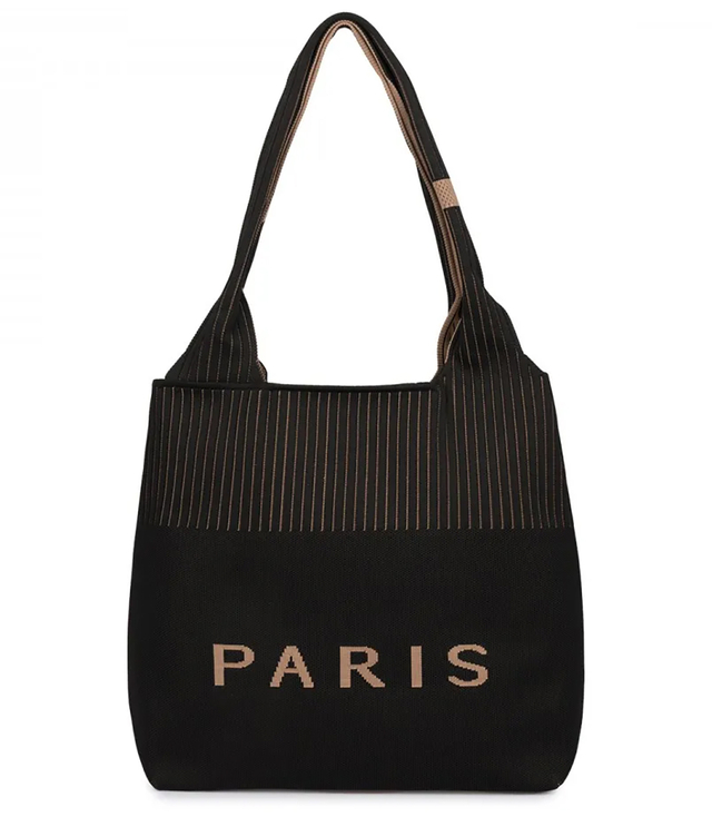 PARIS shopper bag large fabric shoulder bag with zipper