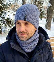 Knitted beanie hat with patch - style and comfort