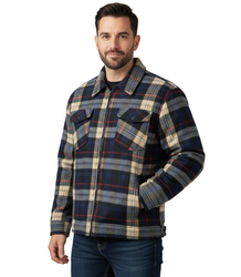 Warm fleece checked men's shirt insulated with faux fur