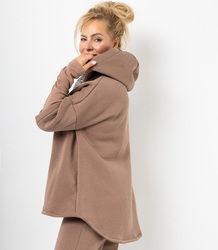 Women's sweatshirt with longer back and ribbed hem VERONICA