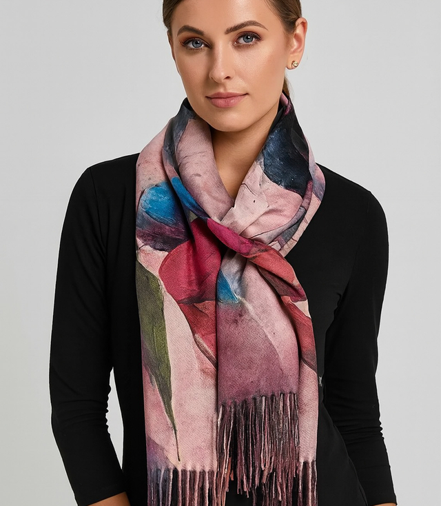 Square shawl scarf for women with tassels AGRAFKA