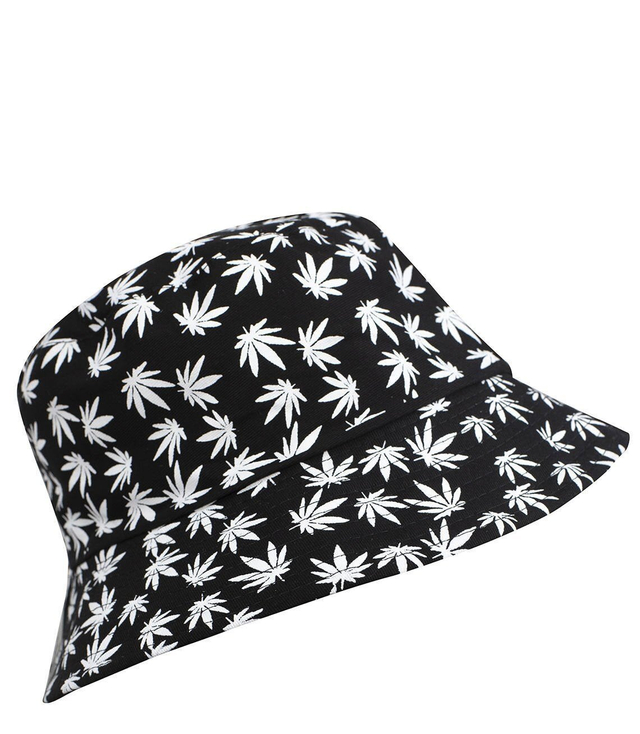 Reversible BUCKET HAT with leaves print