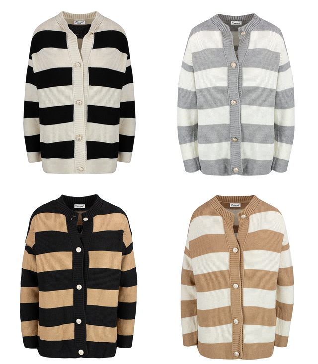 Warm and cozy women's sweater with wide stripes ZEFIRA