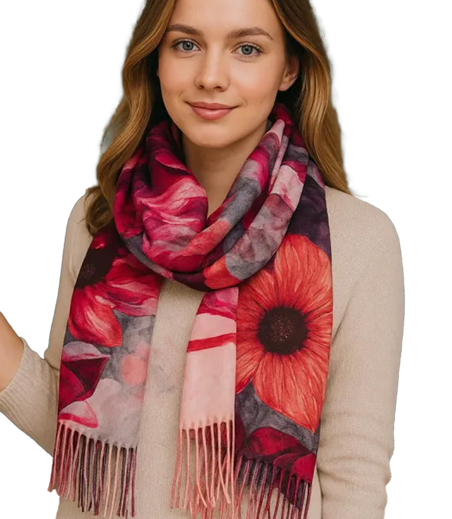 Square shawl scarf for women with tassels AGRAFKA