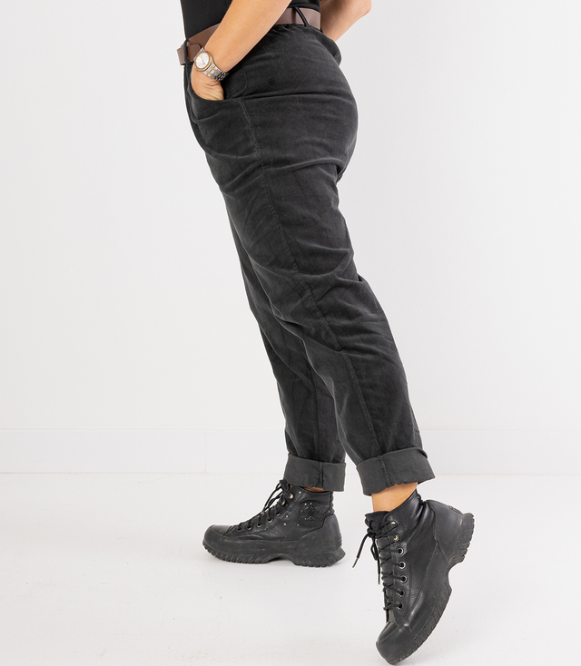 Corduroy chinos pants with belt CITY SOFT