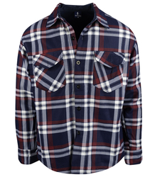 Ciepła męska koszula w kratę z ociepleniem zapinana na guziki klasyka