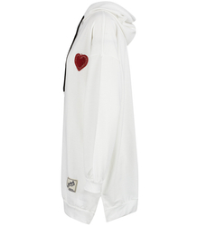 Long oversize dress sweatshirt with hood and heart patch LILLY