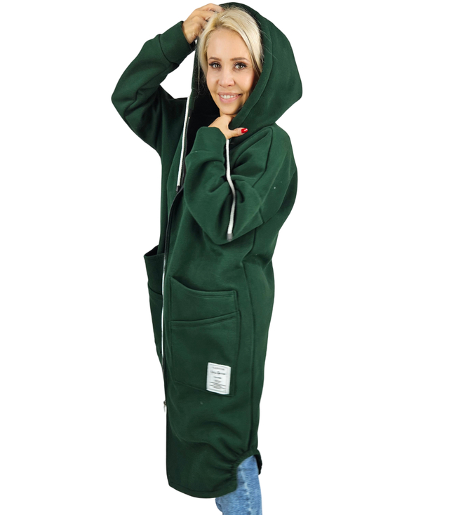 Long women's hoodie. Warm, nice material. Zipper BETH