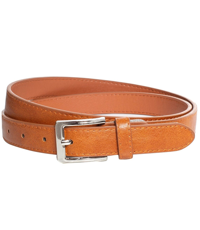 Smooth women's eco leather belt with silver buckle 2.3 cm