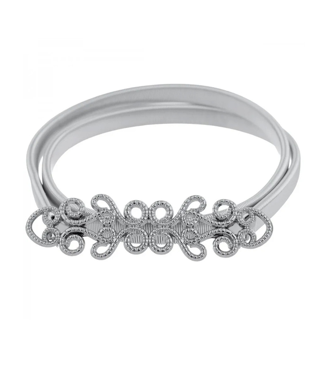 Damski pasek z ozdobną klamrą do sukienki