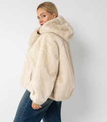Luxury fur trapeze cut with gold elements AURORA