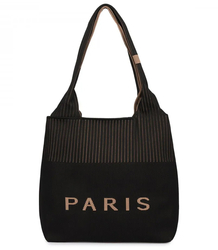 PARIS shopper bag large fabric shoulder bag with zipper