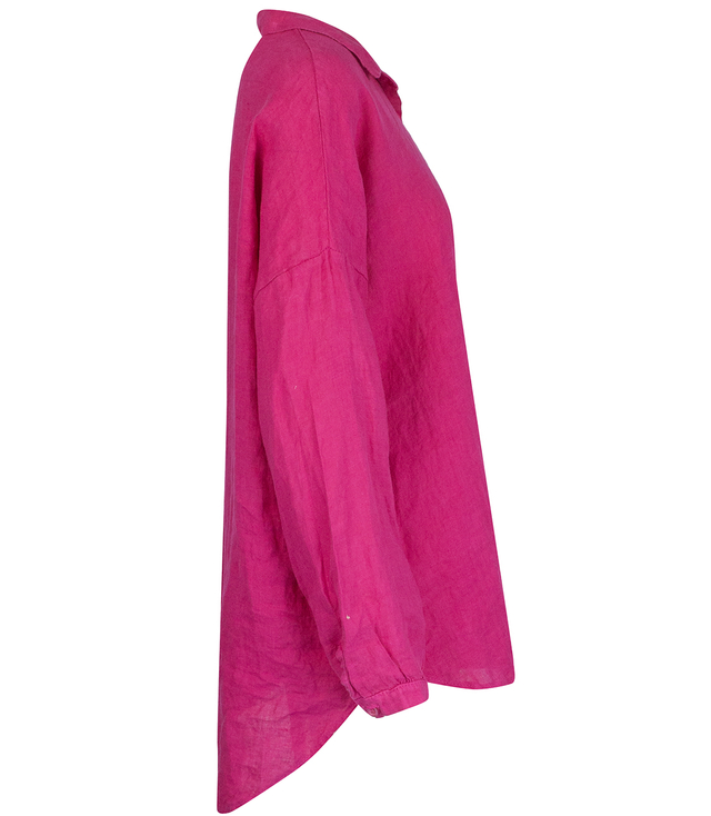 Long loose linen shirt linen longer back long sleeve LAILA 2