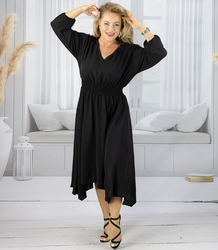 ADELE midi dress with elastic waist and v-neckline