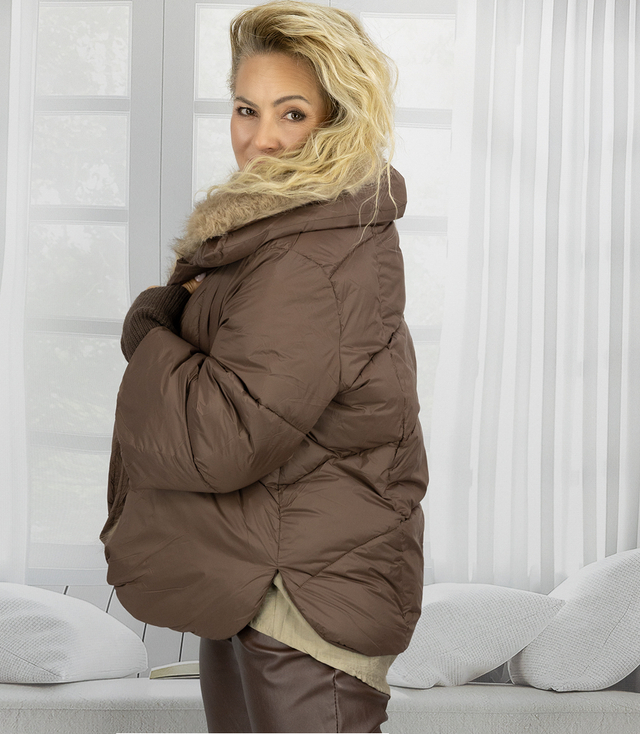 Winter oversize jacket with fur BOMBER LUX