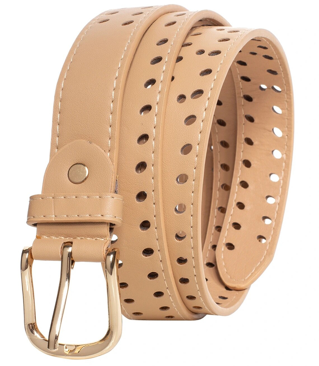 Women's eco leather belt with decorative holes 3 cm