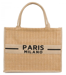 PARIS MILANO braided shopper bag for summer beach large eco bag