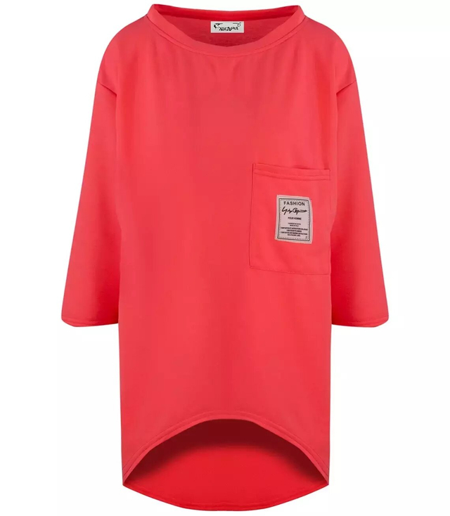 Oversize sweatshirt blouse longer back pocket