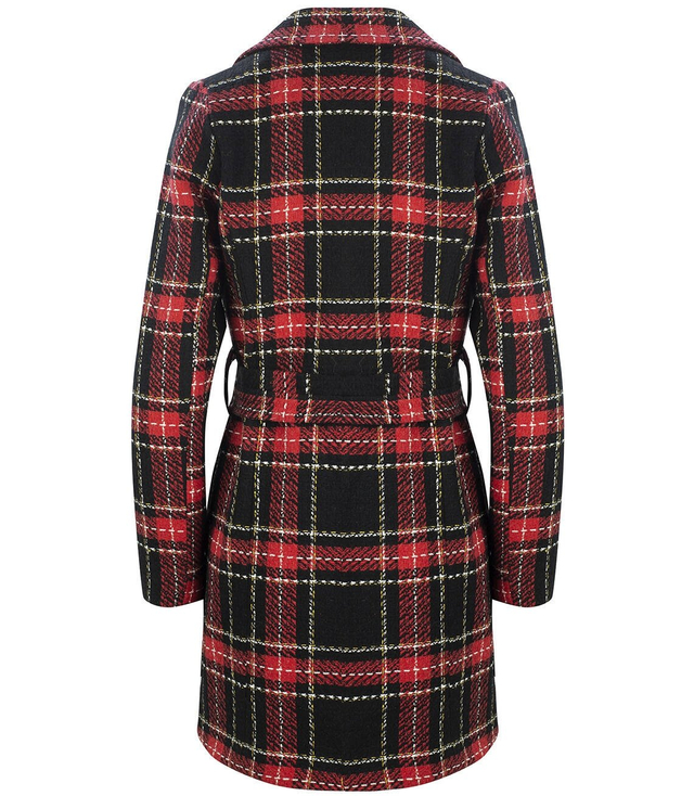 Płaszcz dwurzędowy w kratę klasyczny TWEED