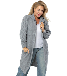 Cardigan Long Chunky Braid Wool Sweater