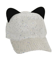 Braided cap with cat ears sequins