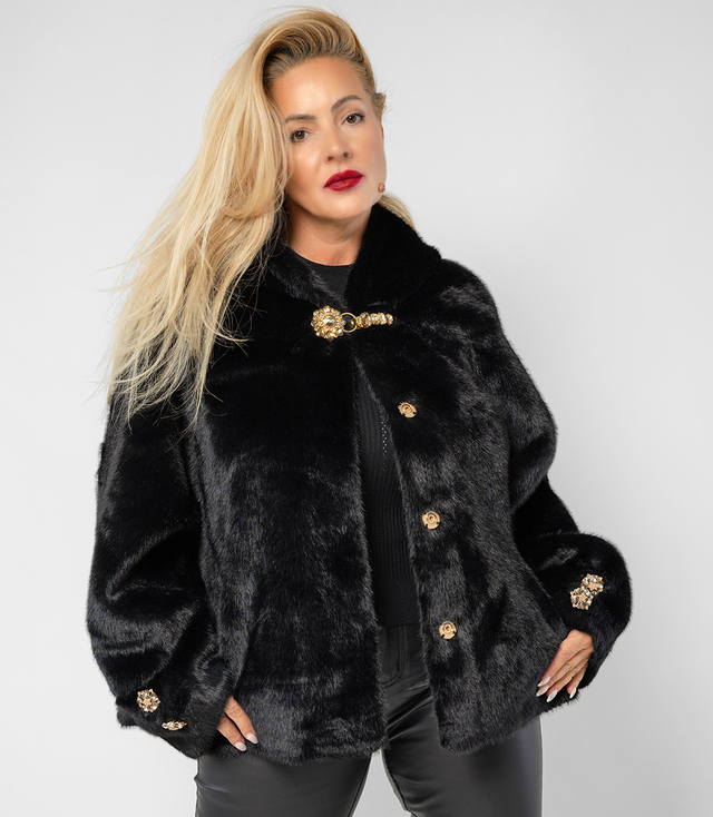 Luxury fur trapeze cut with gold elements AURORA