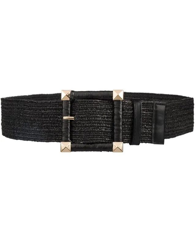 Braided women's belt with large buckle