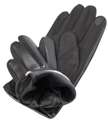 Elegant men's insulated gloves five-finger touch eco leather