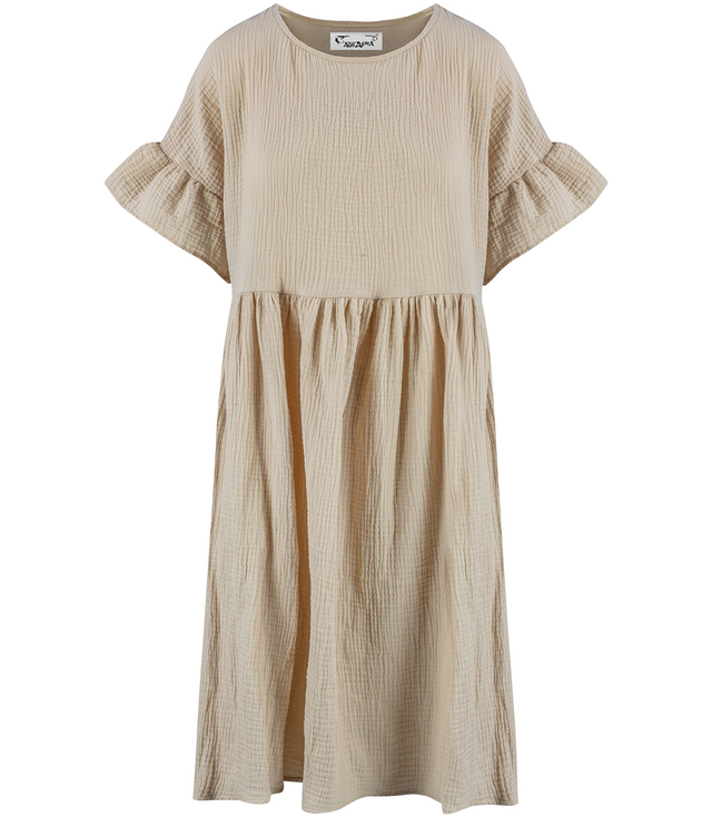 MARIA oversize muslin midi dress with ruffles