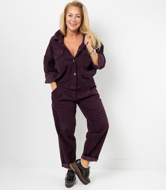 Corduroy set pants with belt and jacket shirt CHICA