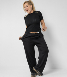 Comfortable sweatpants made of soft material with white insert at the waist LUNA