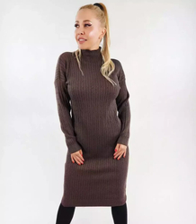 Knit dress turtleneck sweater braids