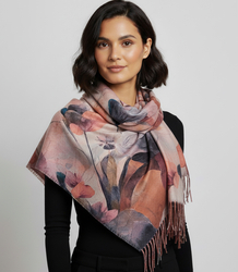 Square shawl scarf for women with tassels AGRAFKA