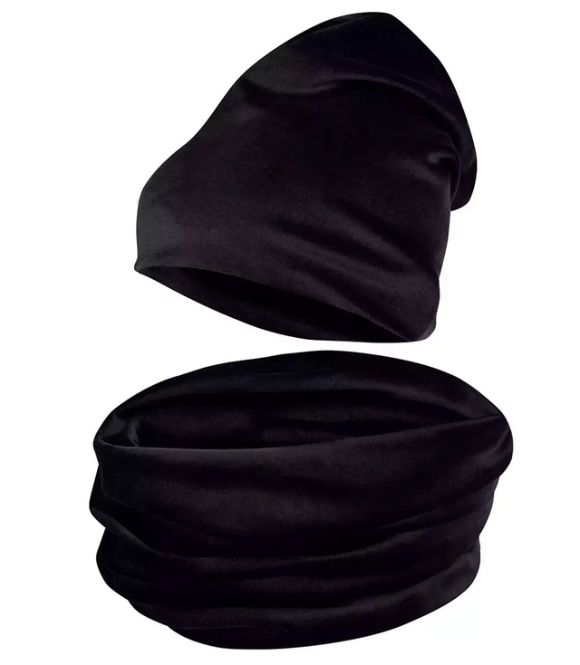 Velour winter set cap and chimney plain one-color