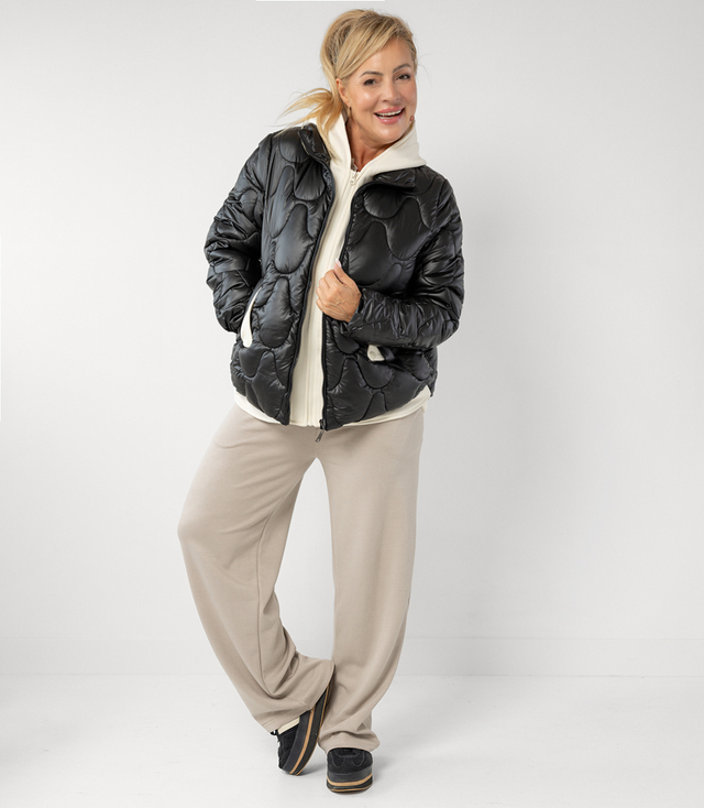Quilted jacket with pearl sheen and tracksuit inserts ARIA