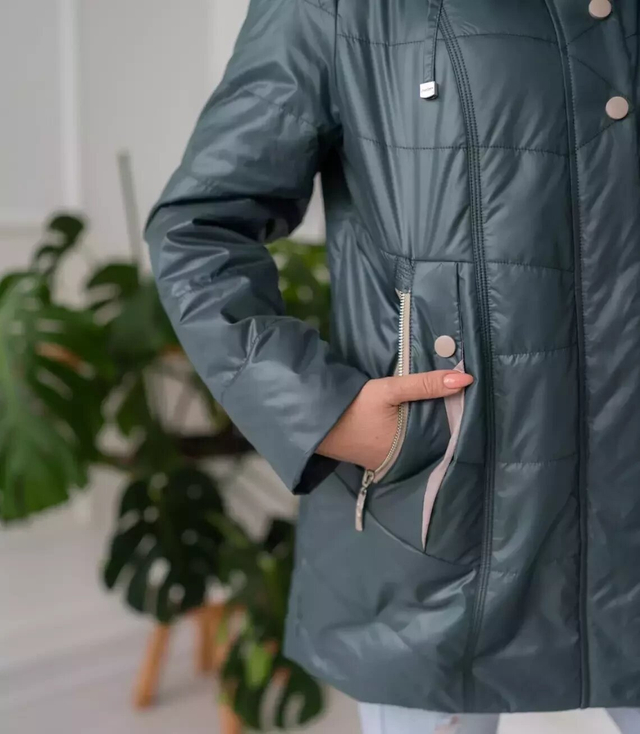 Women's transitional jacket with a quilted hood IZA