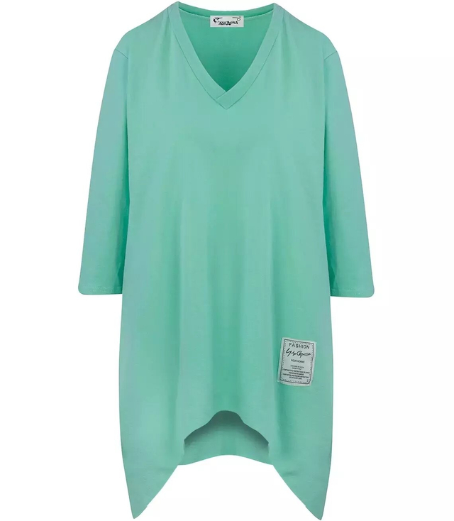 Oversize sweatshirt blouse with asymmetric bottom