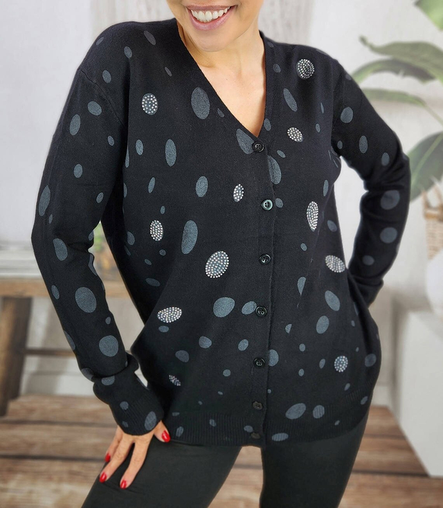 Short polka dot and zircon sweater LIZA