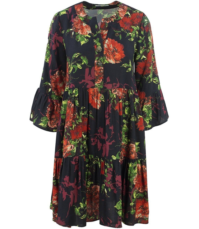 Airy spring floral dress with ruffles