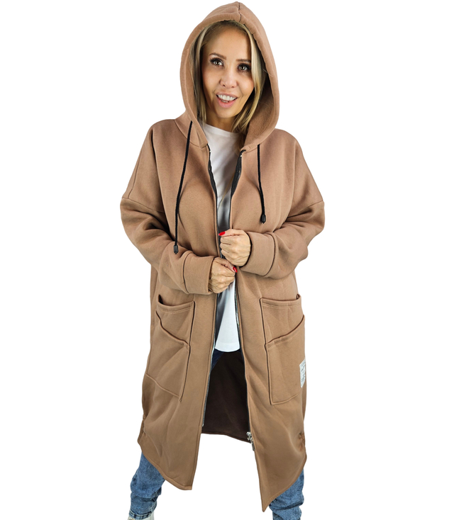 Long women's hoodie. Warm, nice material. Zipper BETH