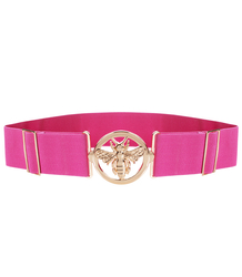 Women's belt with gold bee, adjustable, elastic