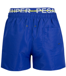 Swimming shorts with tape and the word SUPER